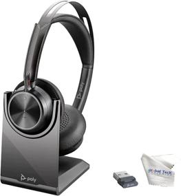 img 4 attached to 🎧 Enhanced GTW Poly Voyager Focus 2 UC Stereo Bluetooth Headset with Charge Stand, USB-A - Connects to Deskphone, PC/Mac, Smartphone - for Teams, Zoom, RingCentral, 8x8, Vonage - Includes Bonus Microfiber