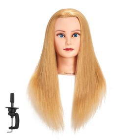 img 4 attached to 👩 Female Mannequin Head - 18-20'' Human Hair Hairdresser Training Practice Head for Cosmetology - 100% Real Hair Manikin Doll Head (20'')