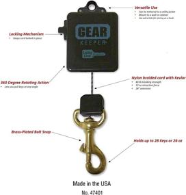 img 1 attached to 🔑 Счастливая линия Ультра ВЫСОКОСИЛЬНЫЙ Keeper Gear: индивидуальная сила возвращения ключей с латунной заплаткой, кевларовым шнуром длиной 28 дюймов с прочностью 80 фунтов, скользящая крепежная скоба на ремень - 1 шт (47401)