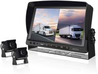 enhanced video recording backup camera system: 9'' ips hd monitor + upgraded 1080p night vision cameras for bus, truck, rv, trailer, motorhome, camper logo