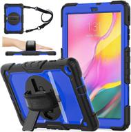 📱 durable samsung galaxy tab a 10.1 case 2019: full-body protection, 360° rotating stand, pencil holder, screen protector, hand strap (blue+black) logo