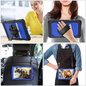 img 1 attached to 📱 Durable Samsung Galaxy Tab A 10.1 Case 2019: Full-Body Protection, 360° Rotating Stand, Pencil Holder, Screen Protector, Hand Strap (Blue+Black)