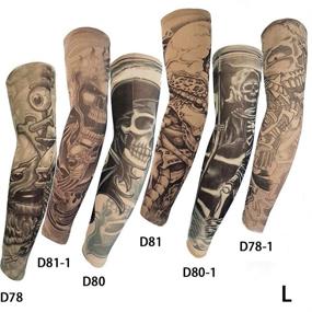 img 2 attached to Pinkiou Arm Sleeves: Sun Protective 🌞 Tattoo Cover - 6pcs Fake Arm Accessories (L)