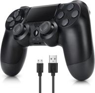 🎮 wireless controller gamepad for ps4/ slim/pro console | dual vibration | audio functions | usb cable | ergonomic design remote rontrol (black) logo