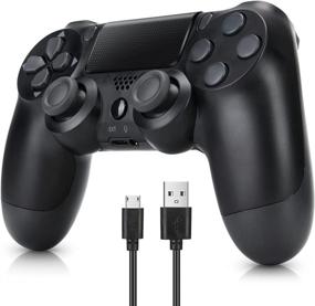 img 4 attached to 🎮 Wireless Controller Gamepad for PS4/ Slim/Pro Console | Dual Vibration | Audio Functions | USB Cable | Ergonomic Design Remote Rontrol (Black)