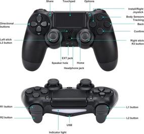img 1 attached to 🎮 Wireless Controller Gamepad for PS4/ Slim/Pro Console | Dual Vibration | Audio Functions | USB Cable | Ergonomic Design Remote Rontrol (Black)