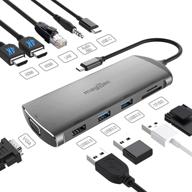 💻 11-in-1 usb c docking station with dual monitor support for hp/dell/lenovo laptop, triple display usb c hub adapter, type c dongle with 2 hdmi 4k, vga, 3 usb ports, 100w pd charger, ethernet, sd/tf, audio logo