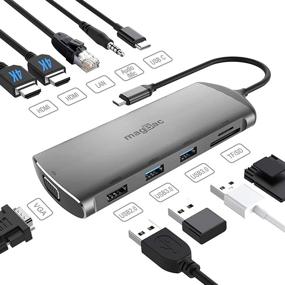 img 4 attached to 💻 11-in-1 USB C Docking Station with Dual Monitor Support for HP/Dell/Lenovo Laptop, Triple Display USB C Hub Adapter, Type C Dongle with 2 HDMI 4K, VGA, 3 USB Ports, 100W PD Charger, Ethernet, SD/TF, Audio