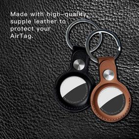 img 1 attached to 🔑 MUAAZ Genuine Crazy Horse Airtag Keychain Leather Tag Case for Apple Air Tag - Premium Key Ring Holder for Pet Air Tags, Smart Wallet Tracker, and Dog Collar