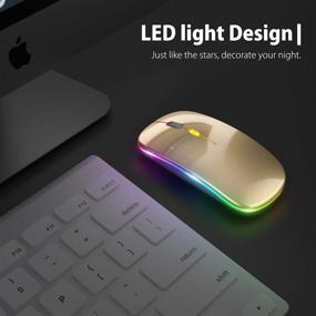 img 1 attached to 💻 Upgrade to a Rechargeable Slim Silent Mouse with LED, 2.4G Wireless Technology, 3 Adjustable DPI – Perfect for Office and On-The-Go, USB & Type-c Receiver Included – Gold