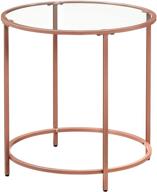 vasagle round glass side table with metal frame - small coffee accent table for living room, bedroom, balcony - modern style in rose gold color (model ulgt020a02) logo