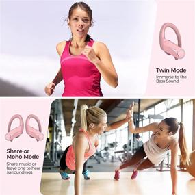 img 2 attached to 🎧 IPX7 Waterproof Wireless Earbuds with Bluetooth 5.0, Bass+ Bluetooth Headphones for Running/Gym Workout, Pink – 28H Playtime, Earhook/Precise Button/USB-C/Mic included