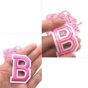 img 2 attached to 🔤 52PCS Alphabet Letters Set: Decorative Iron On Patches for Clothing, Shoes & Accessories – Pink Embroidered Repair Appliques with Ironed Adhesive