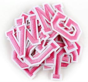 img 4 attached to 🔤 52PCS Alphabet Letters Set: Decorative Iron On Patches for Clothing, Shoes & Accessories – Pink Embroidered Repair Appliques with Ironed Adhesive