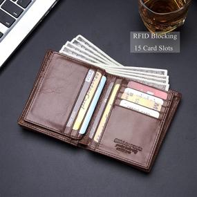 img 1 attached to 👔 Genuine Leather Bifold Wallet for Men by Bullcaptain – Ideal for Organizing Cards, Money, and Accessories