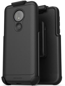 img 4 attached to 📱 Black Thin Armor Encased Belt Clip Case with Holster for Motorola G7 Power