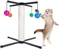 enhanced deformable cat scratching post: interactive cat toy with natural sisal cat post for all cats, refillable sisal rope replacement post includes 4 balls logo