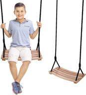 🌳 waterproof wood swing set for children and adults - indoor and outdoor garden and yard wooden swing, arc shaped seat (19.7 x 9.7 x 1.77in) logo