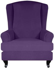 img 4 attached to 🪑 Stretch Wing Chair Slipcovers - Purple Furniture Protector for Oraunent Wingback Chair, One Size