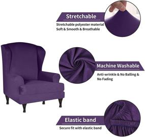 img 2 attached to 🪑 Stretch Wing Chair Slipcovers - Purple Furniture Protector for Oraunent Wingback Chair, One Size