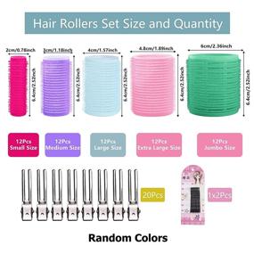 img 3 attached to 💇 Salon-Quality Hair Rollers for Effortless Hair Curling & Styling: 20Pcs Self-Grip Hair Curlers with 5 Varied Sizes, Including Large, Medium, Small - Ideal for All Hair Lengths, Including Bangs - Complete with Duckbill Hair Clips (Random Color)