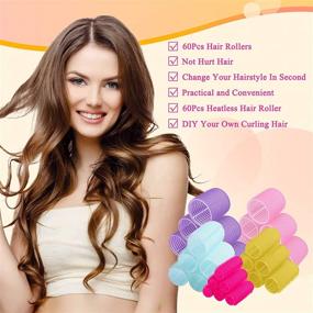 img 2 attached to 💇 Salon-Quality Hair Rollers for Effortless Hair Curling & Styling: 20Pcs Self-Grip Hair Curlers with 5 Varied Sizes, Including Large, Medium, Small - Ideal for All Hair Lengths, Including Bangs - Complete with Duckbill Hair Clips (Random Color)