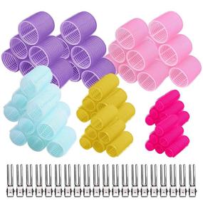 img 4 attached to 💇 Salon-Quality Hair Rollers for Effortless Hair Curling & Styling: 20Pcs Self-Grip Hair Curlers with 5 Varied Sizes, Including Large, Medium, Small - Ideal for All Hair Lengths, Including Bangs - Complete with Duckbill Hair Clips (Random Color)