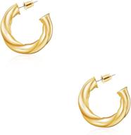 urboon thick chunky gold silver hoop earrings for women - 🌟 trendy statement jewelry, various sizes, chunky hoops, loop earrings, round gold hoops logo