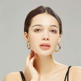 img 2 attached to Urboon Thick Chunky Gold Silver Hoop Earrings for Women - 🌟 Trendy Statement Jewelry, Various Sizes, Chunky Hoops, Loop Earrings, Round Gold Hoops