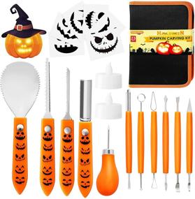 img 4 attached to 🎃 Halloween Pumpkin Carving Kit - 23Pcs Professional Stainless Steel Tools for Jack-o-Lanterns, Heavy Duty Carving Set with Carrying Case