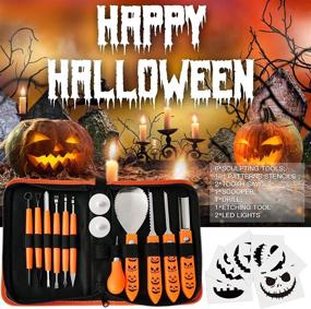 img 3 attached to 🎃 Halloween Pumpkin Carving Kit - 23Pcs Professional Stainless Steel Tools for Jack-o-Lanterns, Heavy Duty Carving Set with Carrying Case