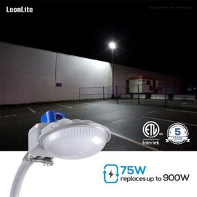 img 3 attached to LEONLITE LED Barn Light with Dusk to Dawn Sensor, Outdoor Area Lights w/ Mounting Arm, Exterior Security Flood Lighting, ETL & DLC Listed, Wet Location, 75W, 5000K Daylight, Silver