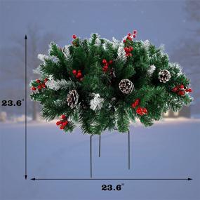 img 3 attached to 🌲 Украсьте свою рождественскую обстановку с помощью Juegoal 2 Pack Pre-lit Christmas Urn Filler: Светящиеся искусственные сосны с украшениями, 60 светодиодными огнями и замороженным наполнителем для горшка.