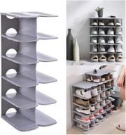 👞 acpop shoe slots organizer, adjustable shoe rack for improved stability and space saving, pack of 6 in grey логотип