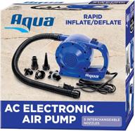 🔌 aqua heavy duty 110v ac air pump for inflatables, air mattresses, sports balls - quick-inflate 110v electric pump with 3 nozzle attachments - black logo