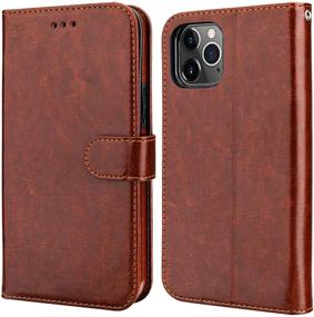 img 2 attached to 📱 Premium PU Leather iPhone 11 Pro Max Wallet Case with Card Holder, Magnetic Detachable Kickstand, Shockproof Wrist Strap, and Removable Flip Cover - Brown, 6.5-inch