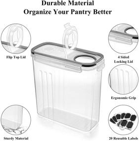 img 1 attached to 🥣 Paincco Cereal Storage Containers Set of 6 - BPA Free Airtight Canisters for Flour, Sugar, Baking Supplies - 4L Capacity with Easy Pouring Lid