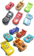 12 pcs mini pull back racers cars: perfect miniature car figurine toys, cake toppers & cupcake decorations logo