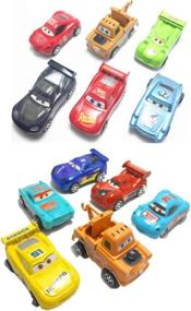 img 4 attached to 12 Pcs Mini Pull Back Racers Cars: Perfect Miniature Car Figurine Toys, Cake Toppers & Cupcake Decorations