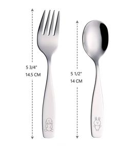 img 3 attached to 🍽️ ANNOVA Kids Silverware Set - 6-Piece Safe Flatware for Children, Stainless Steel Cutlery - Includes 3 Forks, 3 Tablespoons, Toddler Utensils - Engraved Dog Bunny Design - Ideal for LunchBox