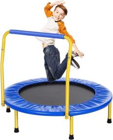 img 4 attached to 👧 36-Inch ANCHEER Kids Trampoline with Handlebar - Foldable Cardio Trainer for Adults or Children, Ideal Fitness Jumping Workout