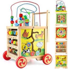 img 4 attached to FOPNETS Wooden Activity Cube: Educational Toys for 1 Year Olds, Perfect Birthday Gifts for Boys and Girls