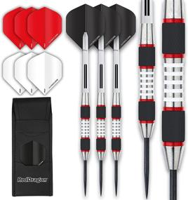 img 4 attached to 🎯 Enhanced RED DRAGON Evos Tungsten Steeltip Darts Set - Wide Range of Weights (24g, 26g, 28g) - Complete with Flights, Stems, and Wallet