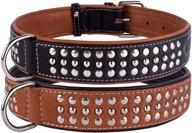 stylish studded leather dog collar with soft padding - collardirect pet collars for dogs of all sizes in brown and black logo