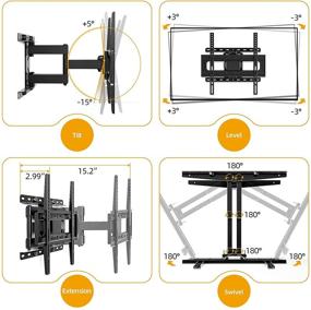 img 3 attached to 📺 Premium Full Motion TV Mount: Dual Swivel Tilt Articulating, Fits 26-55 inch Flat Curved TVs. Holds Up to 132lbs, Max VESA 400x400mm