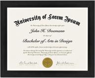 🖼 premium 8.5x11 diploma frame: black with shatter resistant glass – wall & tabletop display, horizontal & vertical formats logo