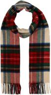 🧣 fashionable womens oversized stewart tartan scarf - accessorize with style: acrylic woven scarf featuring twisted fringes! logo