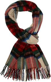 img 3 attached to 🧣 Fashionable Womens Oversized Stewart Tartan Scarf - Accessorize with Style: Acrylic Woven Scarf featuring Twisted Fringes!