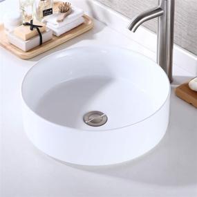 img 3 attached to KES 16 Inch Round White Ceramic Bathroom Vessel Sink - Above Counter Circle Design for Cabinet Lavatory Vanity – BVS121