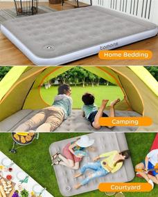 img 2 attached to 💤 Tomons Queen Size Air Mattress Bed - Rechargeable Pump, Built-in Foot Pump, Thick Flocking Inflatable Air Bed for Home, Camping, Travel, Outdoor